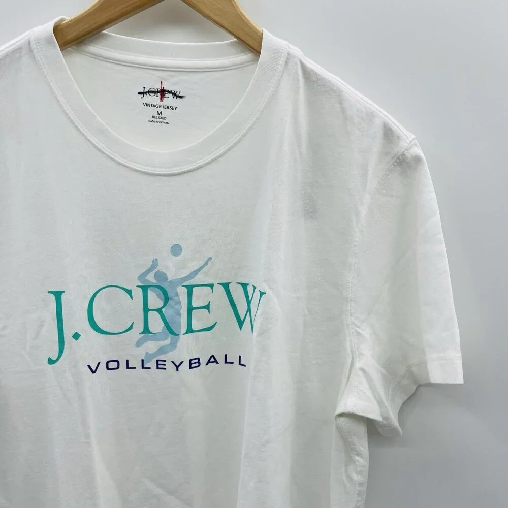 J Crew Mens Medium Relaxed‎ Volleyball Vintage-Wash Cotton Graphic T-shirt 2395